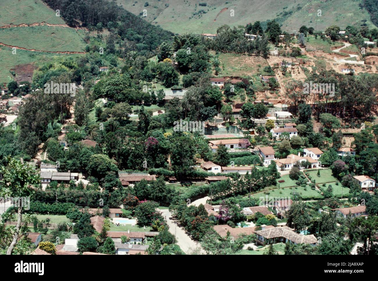 Hillside streets in Petrópolis, Brazil 1980 Stock Photo