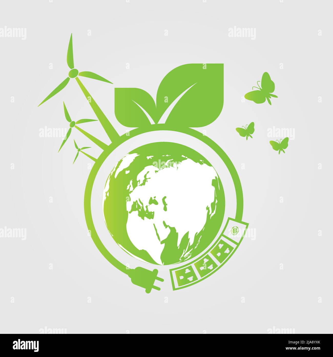 Energy ideas save the world concept Power plug green ecology ,Vector ...