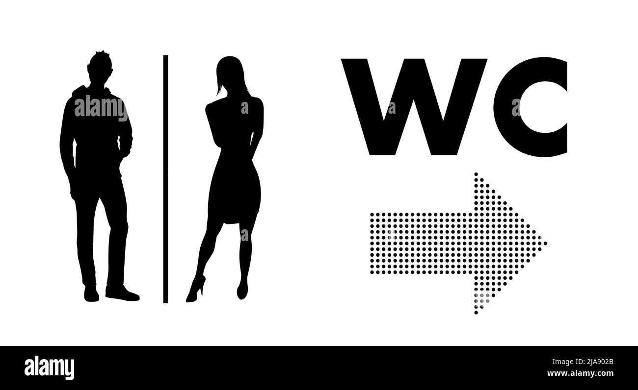 Restroom, WC. Toilet sign kit. Realistic figures of a man and a woman ...