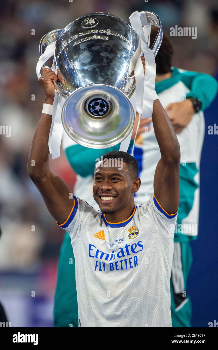 David Alaba of Real with a trophy during the UEFA Champions League