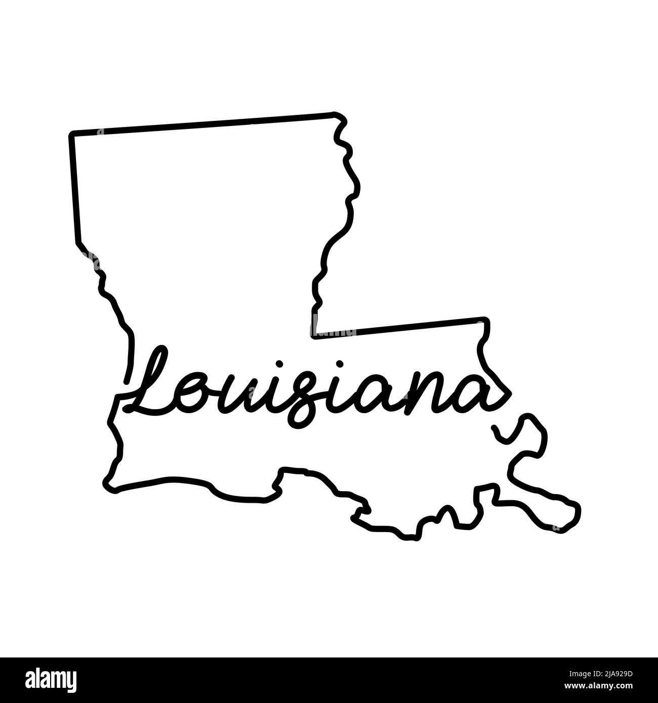 Louisiana US state outline map with the handwritten state name. Continuous line drawing of patriotic home sign. A love for a small homeland. T-shirt p Stock Photo