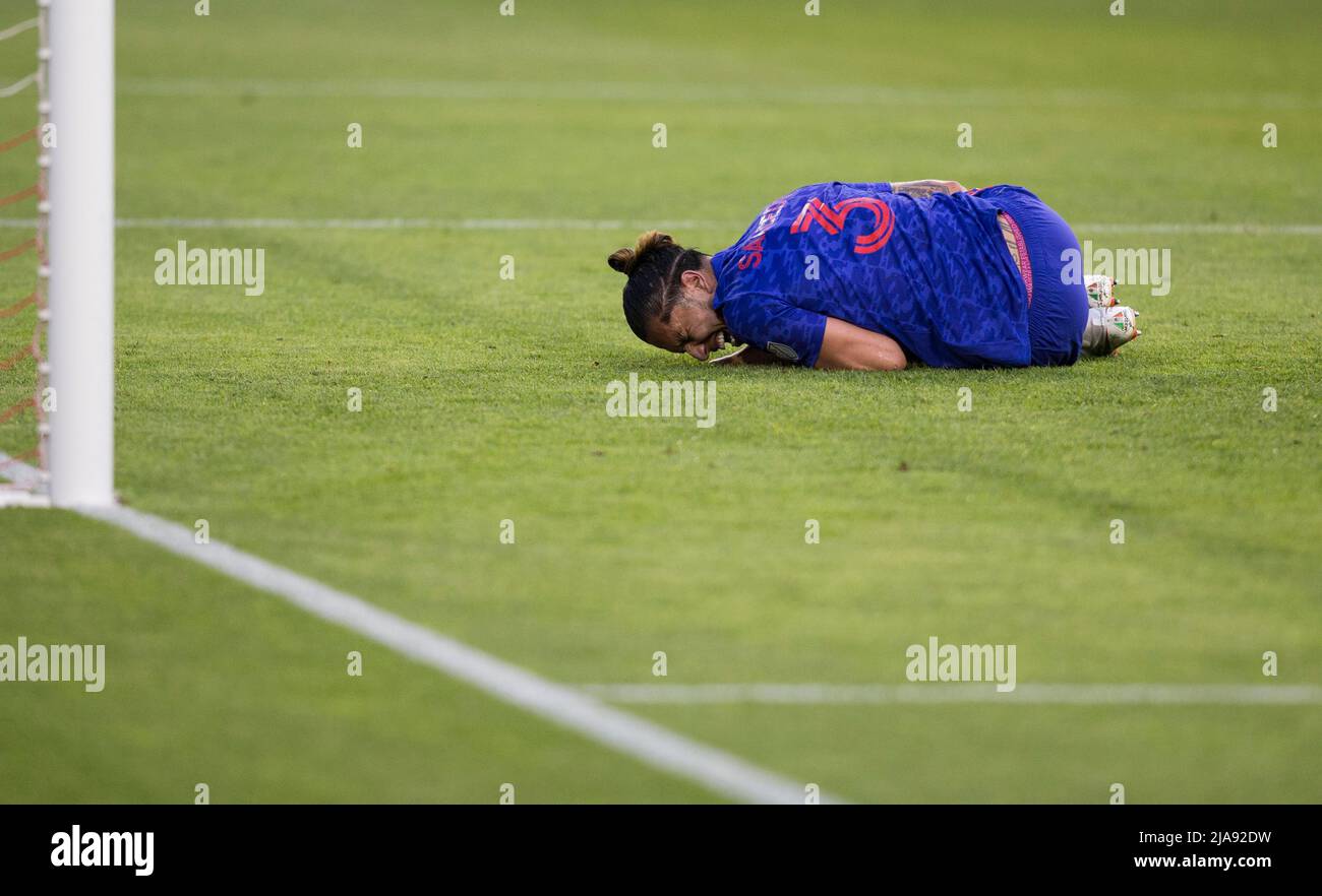 Toronto, Canada. 28th May, 2022. Carlos Salcedo of Toronto FC reacts during the 2022 Major League Soccer (MLS) match between Chicago Fire and Toronto FC at BMO Field in Toronto, Canada, on May 28, 2022. Credit: Zou Zheng/Xinhua/Alamy Live News Stock Photo