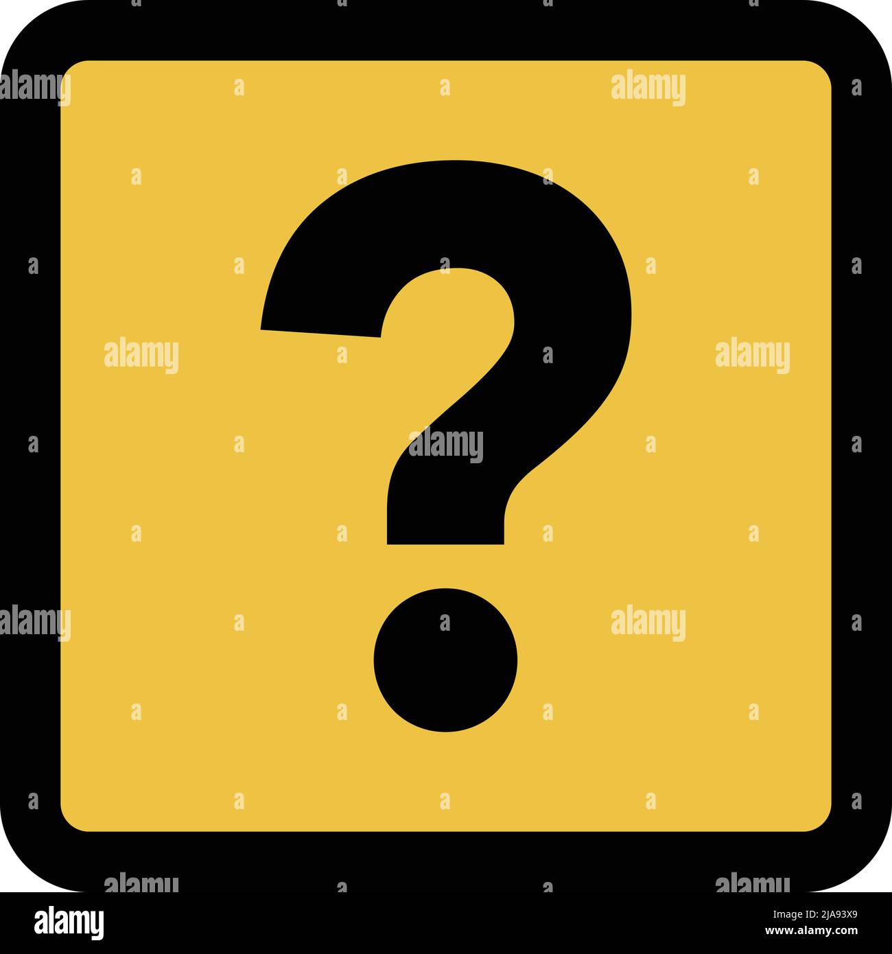 A square question mark box. Flat yellow simple vector. Editable vector