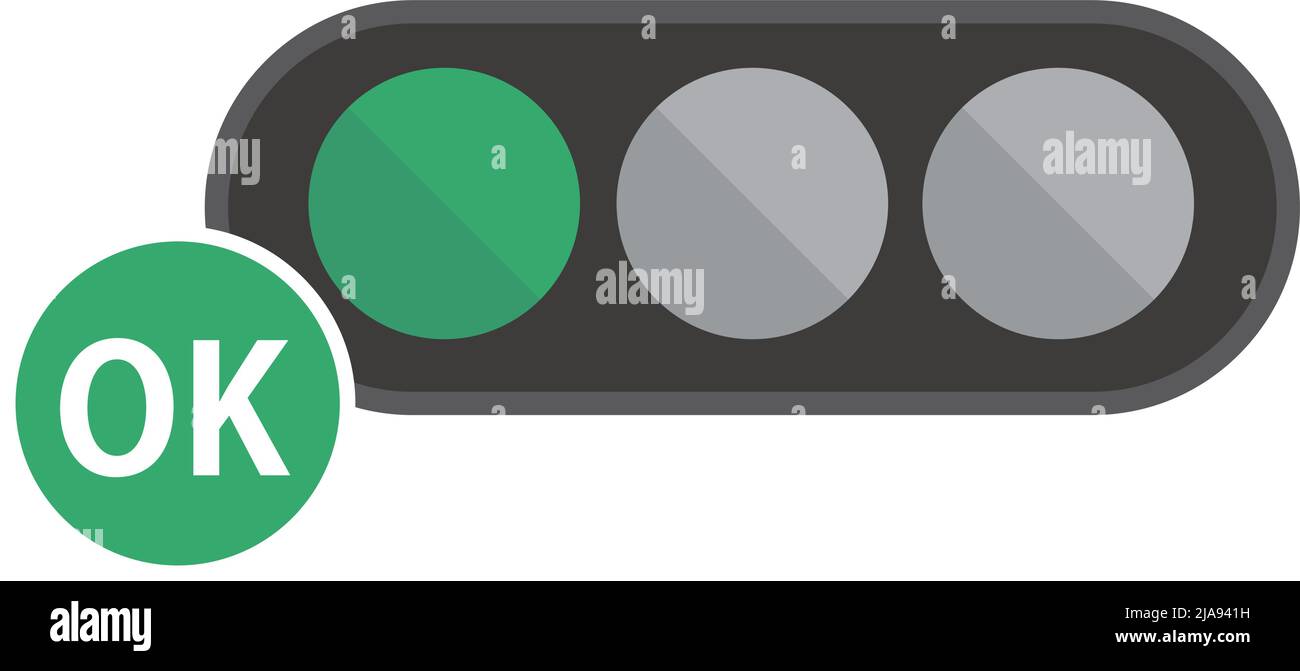 OK mark and green signal signaling icon. Traffic vector. Editable vector. Stock Vector