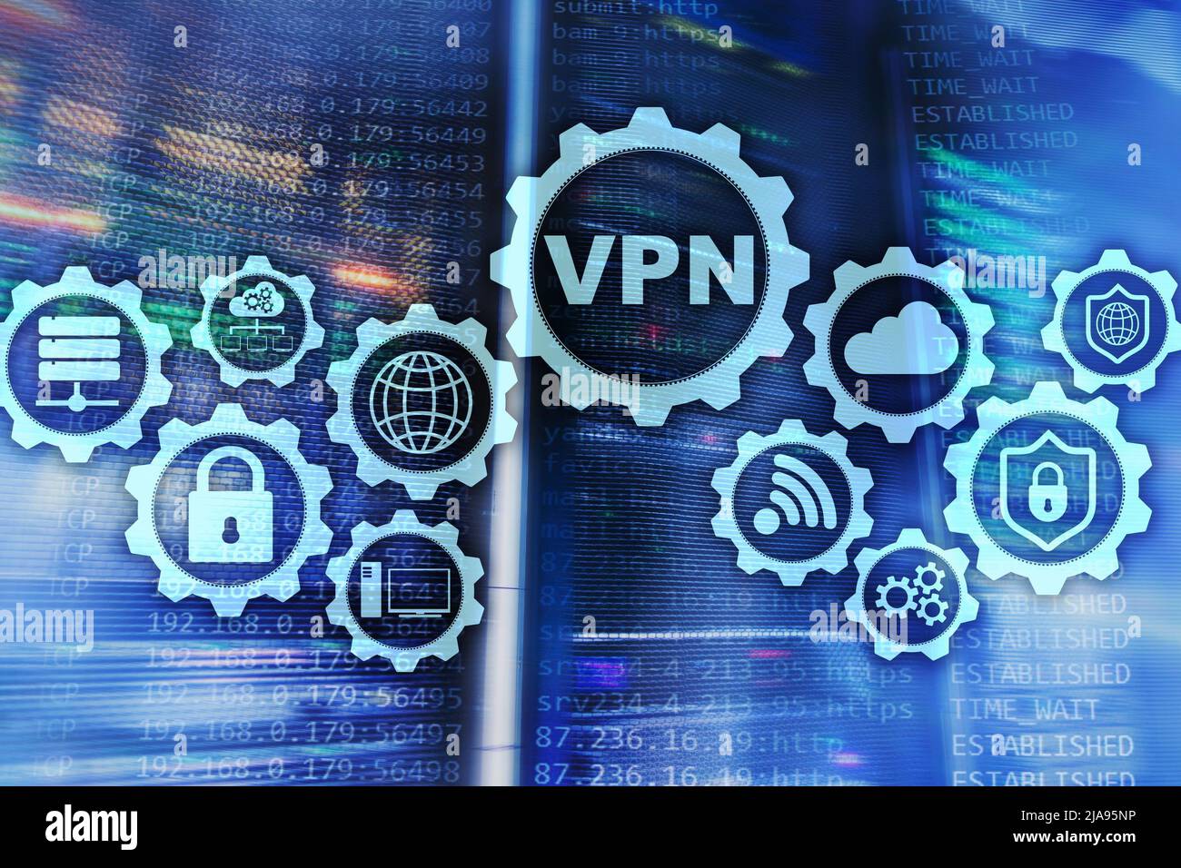 Secure VPN Connection. Virtual Private Network or Internet Security Concept Stock Photo