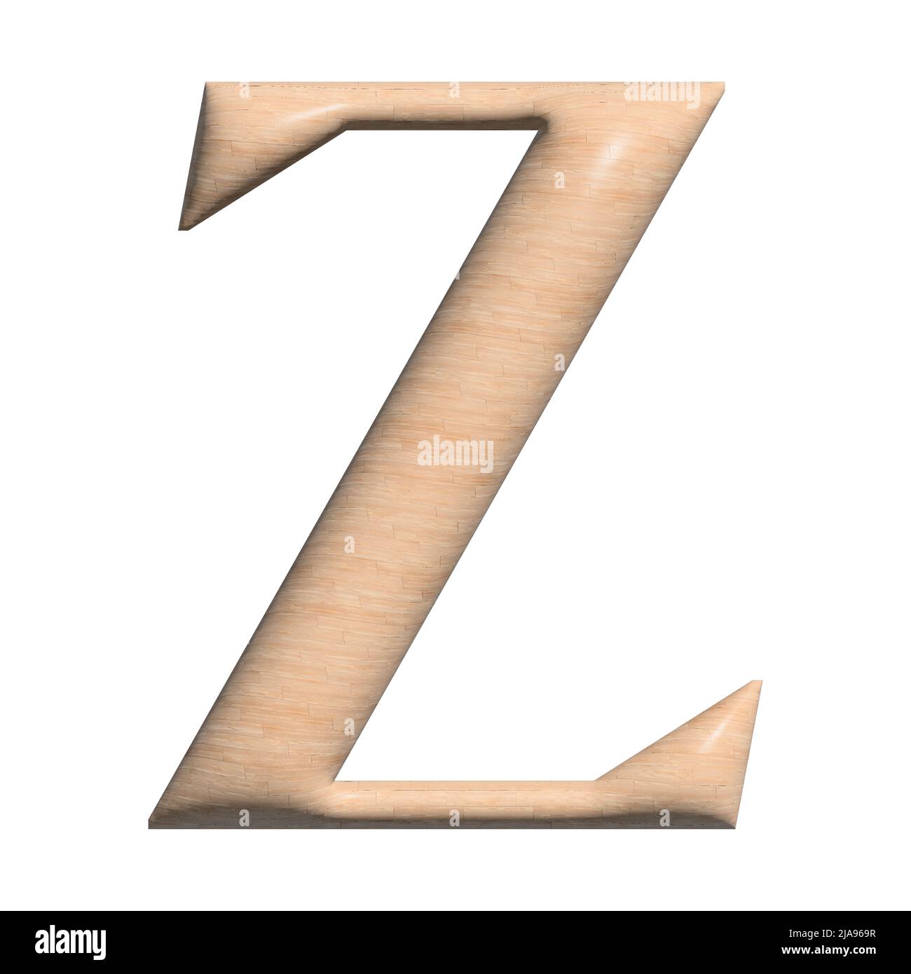 3D Wood capital Z letter illustration on white background Stock Photo
