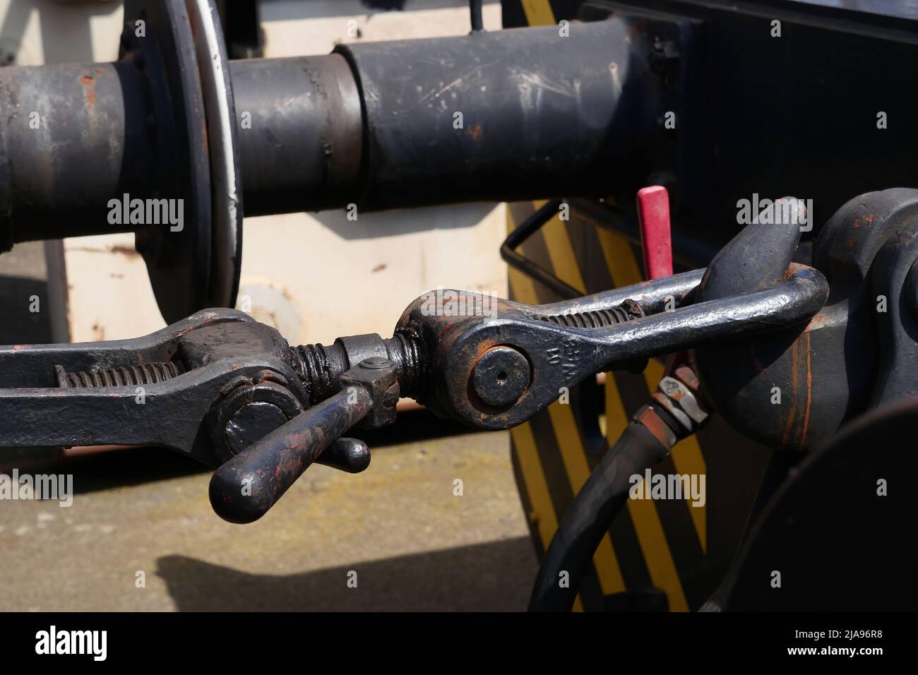 Screw coupling, also UIC standard coupling for railway vehicles Stock Photo