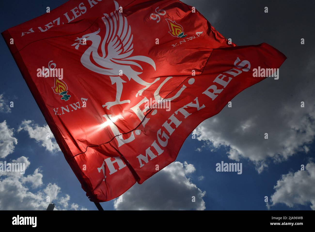 Liverpool fans in the fanzone in Paris, ahead of the UEFA Champions