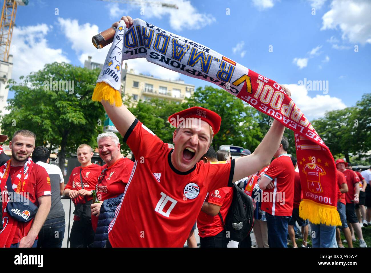 Liverpool fans in the fanzone in Paris, ahead of the UEFA Champions