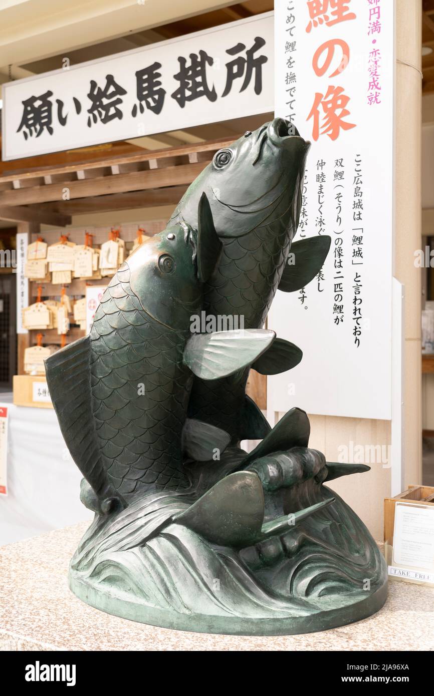 Sacred carp at Hiroshima Gokoku Shrine, Hiroshima City, Western Honshu, Japan Stock Photo