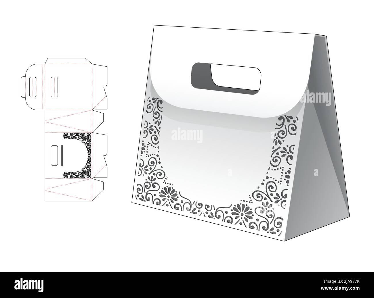 packaging box die cut template and 3D mockup Stock Vector