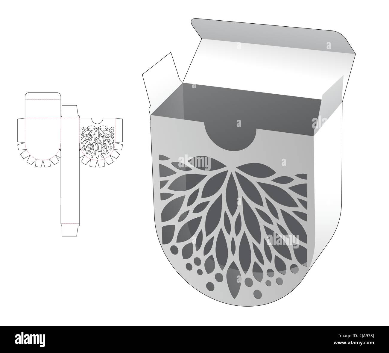 packaging box die cut template and 3D mockup Stock Vector