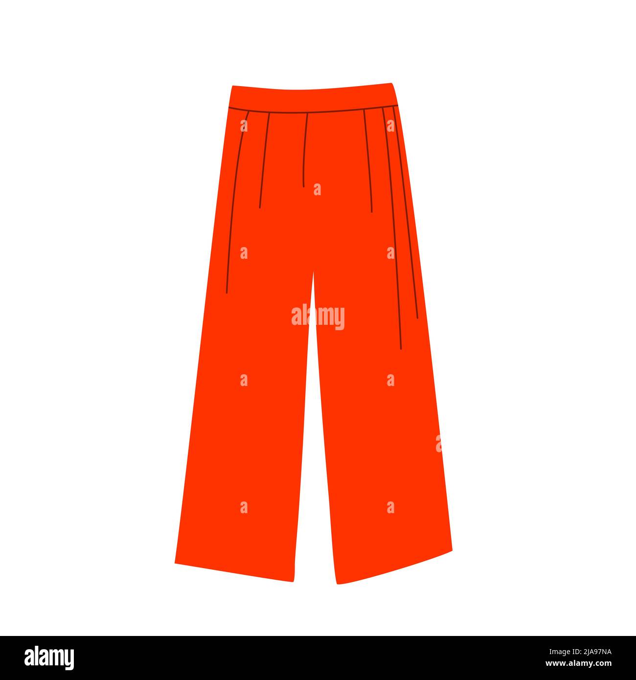 Red female pants. Fashionable summer clothes. Beauty and fashion