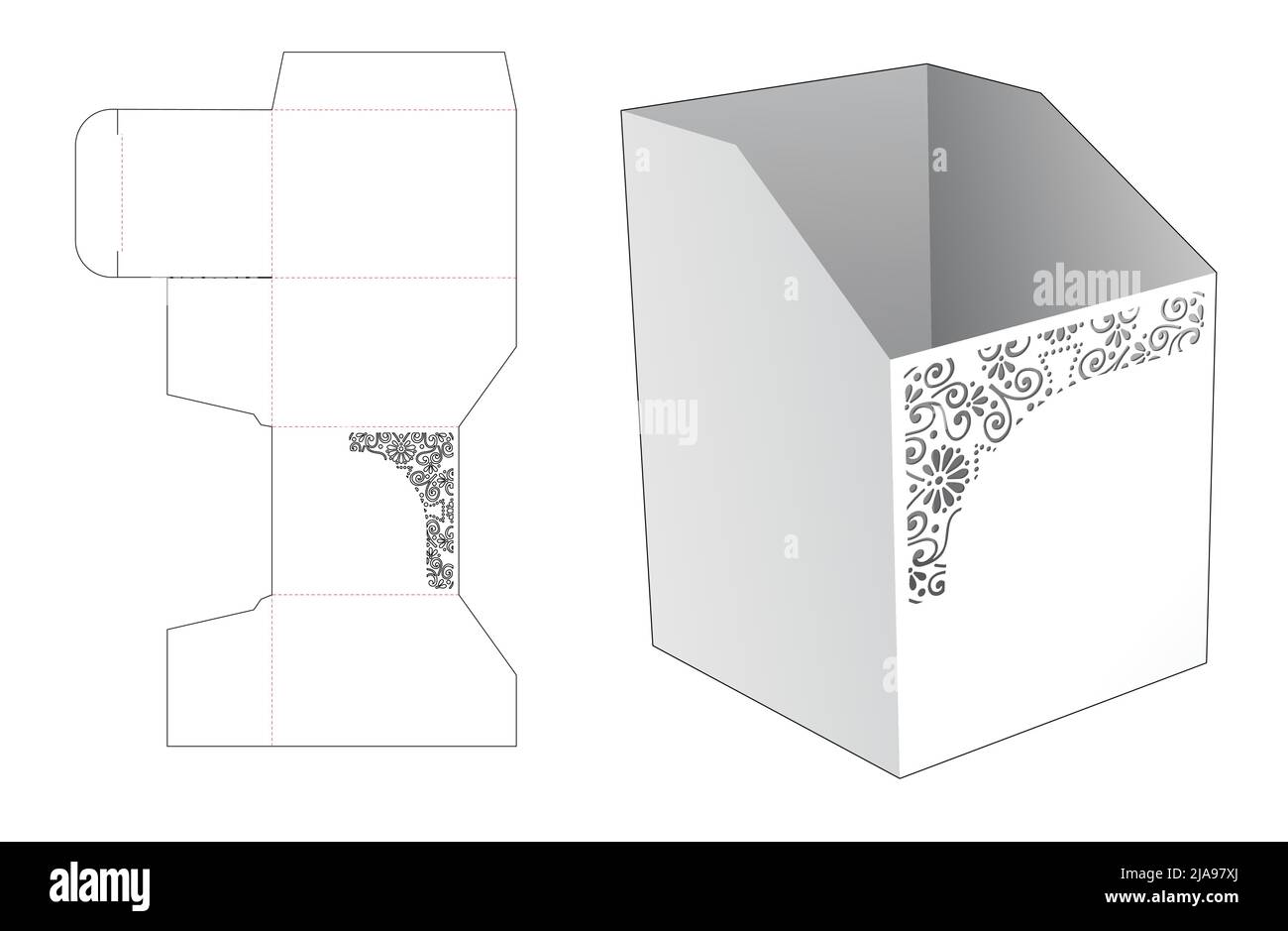 packaging box die cut template and 3D mockup Stock Vector