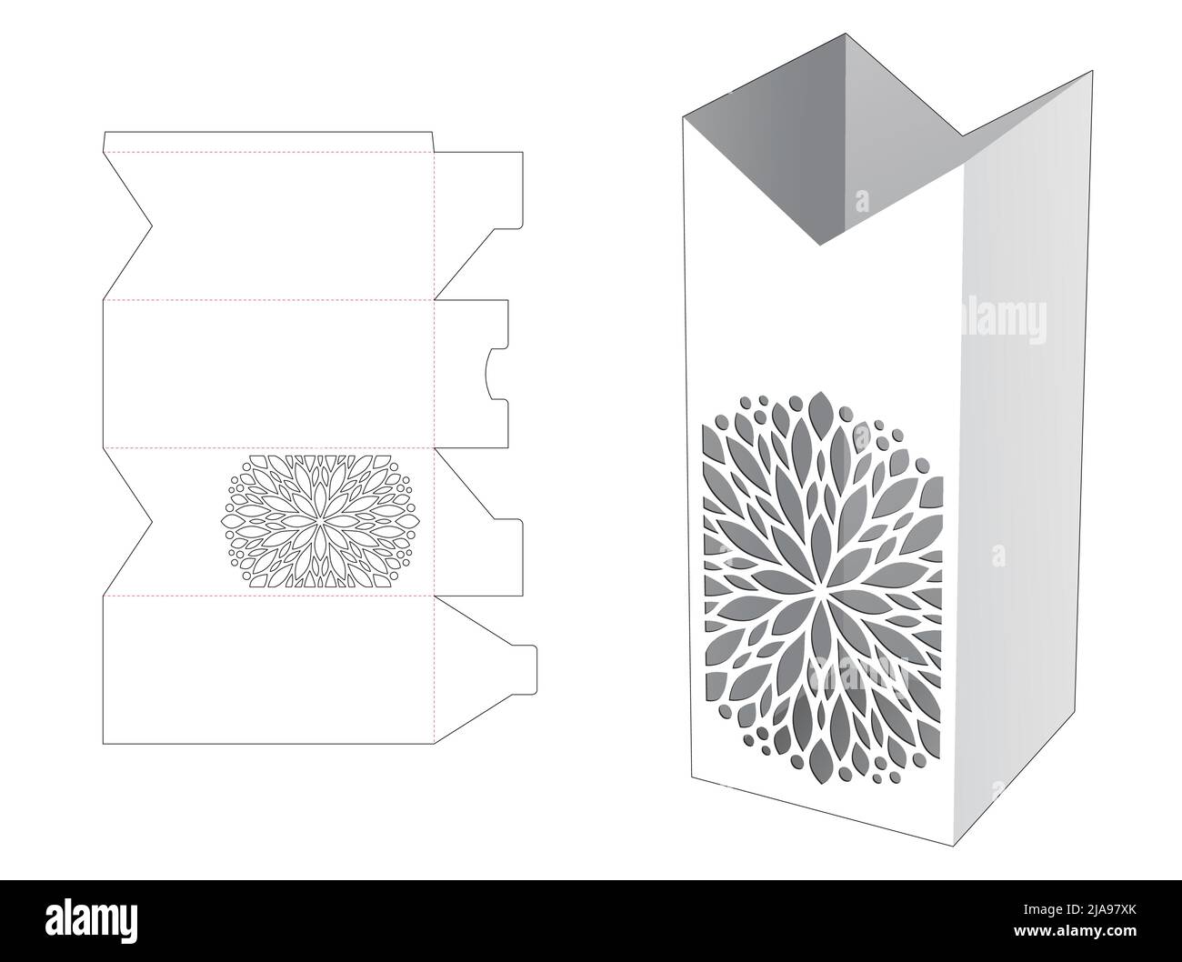 packaging box die cut template and 3D mockup Stock Vector