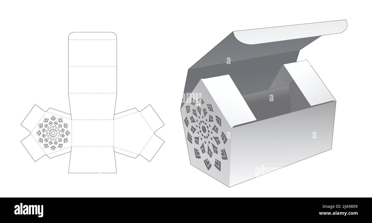 packaging box die cut template and 3D mockup Stock Vector