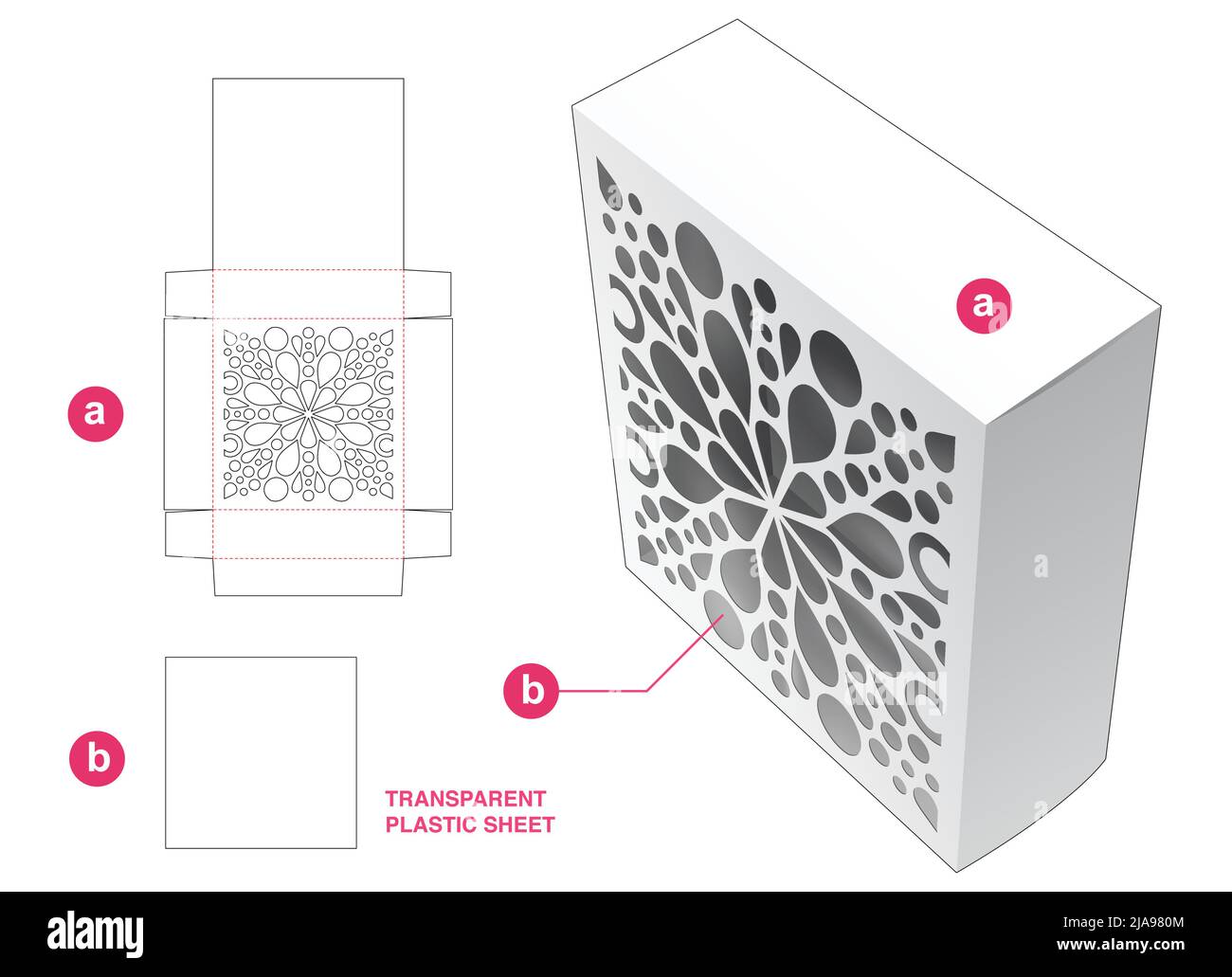packaging box die cut template and 3D mockup Stock Vector