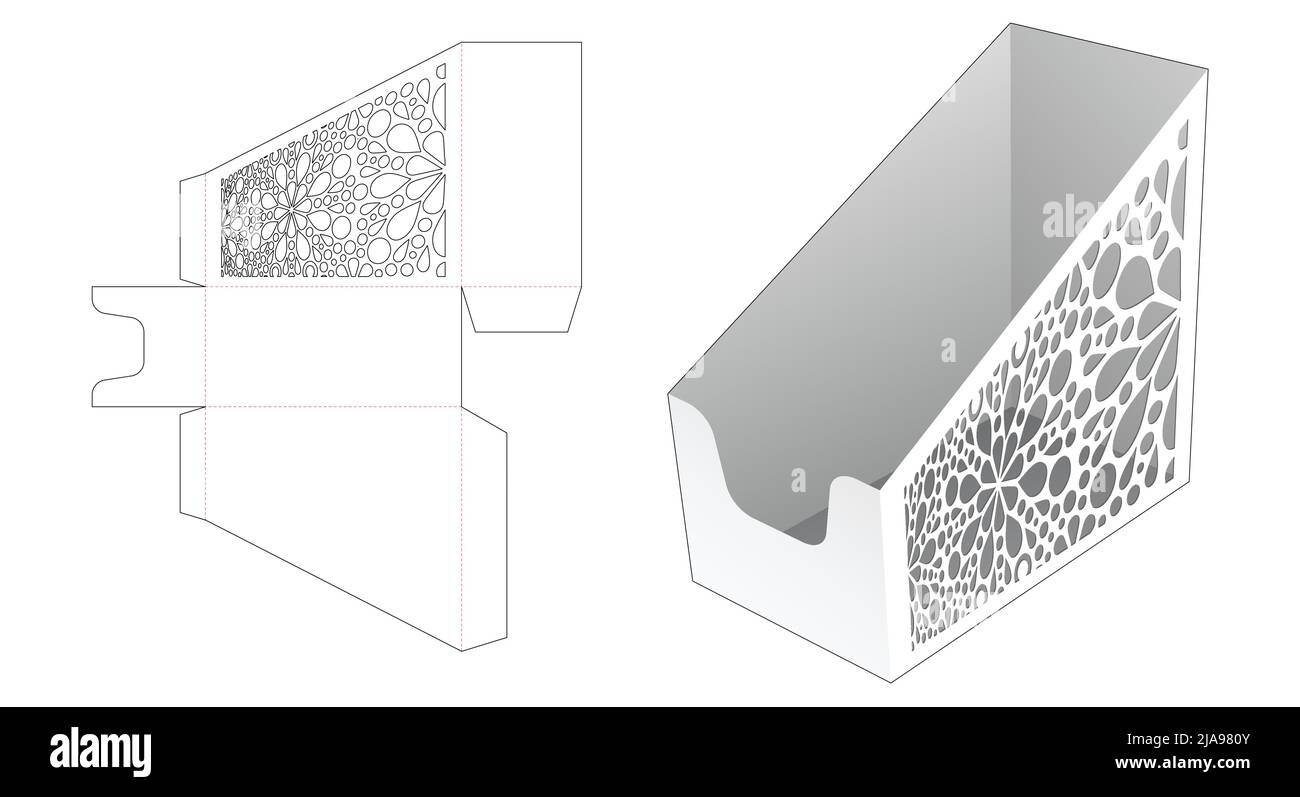packaging box die cut template and 3D mockup Stock Vector
