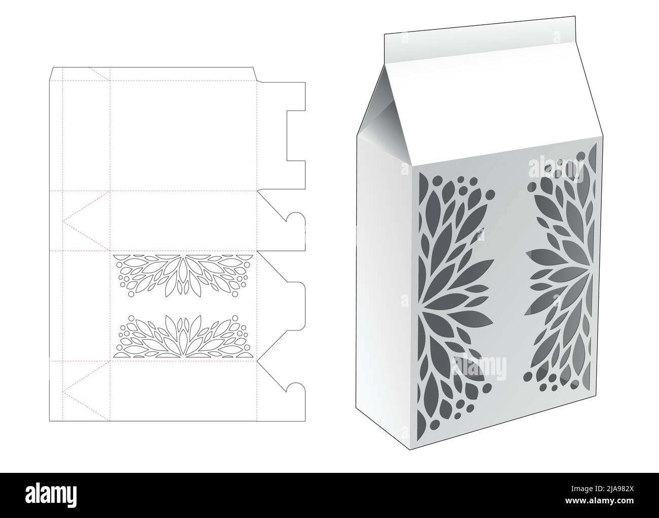 packaging box die cut template and 3D mockup Stock Vector