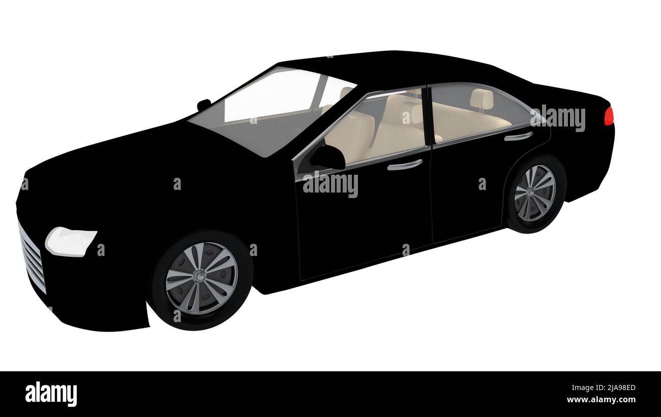 3d render illustration of black car on isolated on white Stock Photo ...