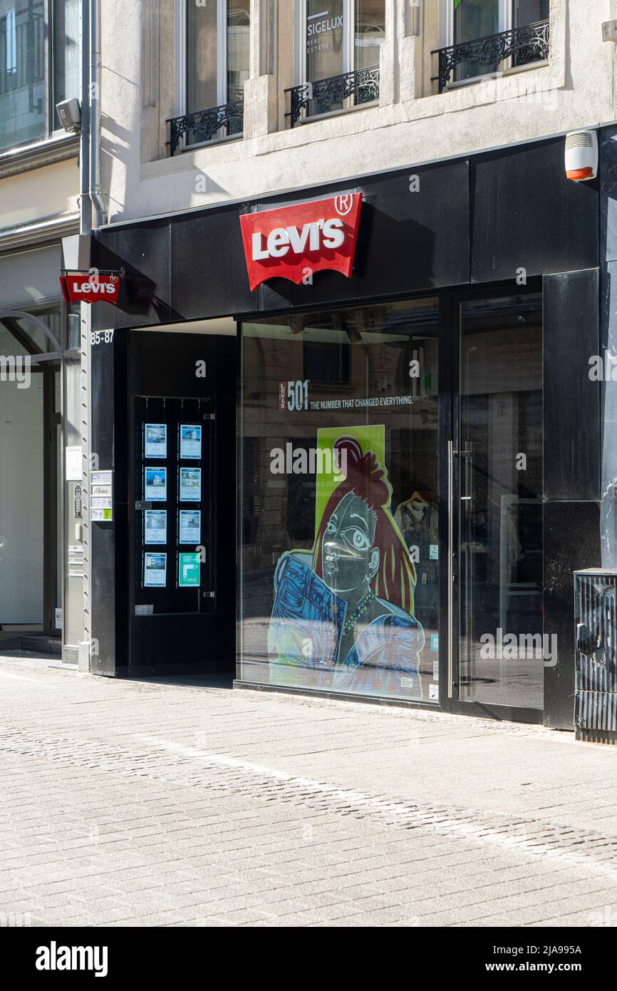 Luxembourg city, May 2022. the sign outside the Levi's brand shop in the  city center Stock Photo - Alamy