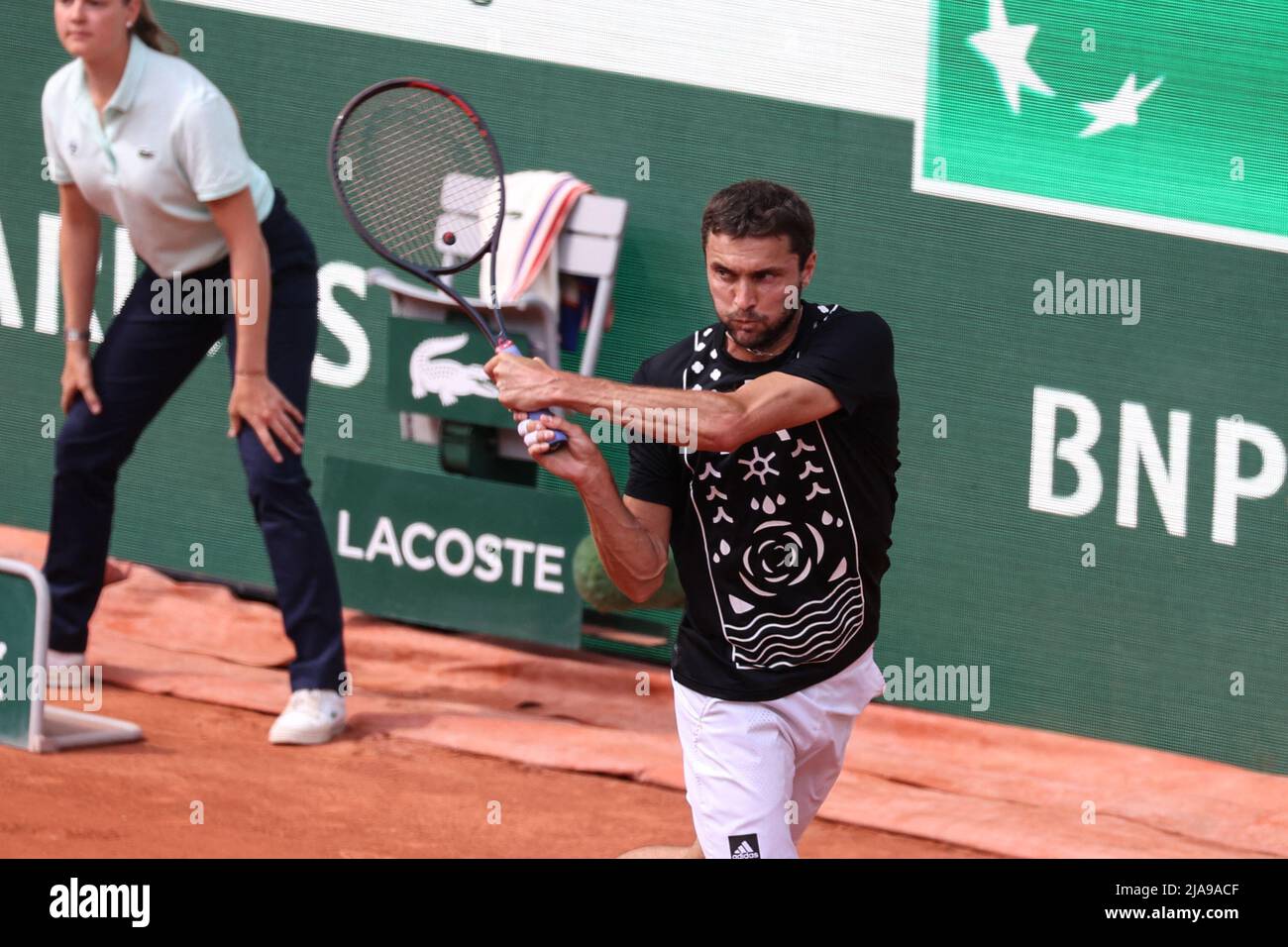Paris, France. 28th May, 2022. Gilles Simon playing during French Open  Tennis Roland Garros 2022 on