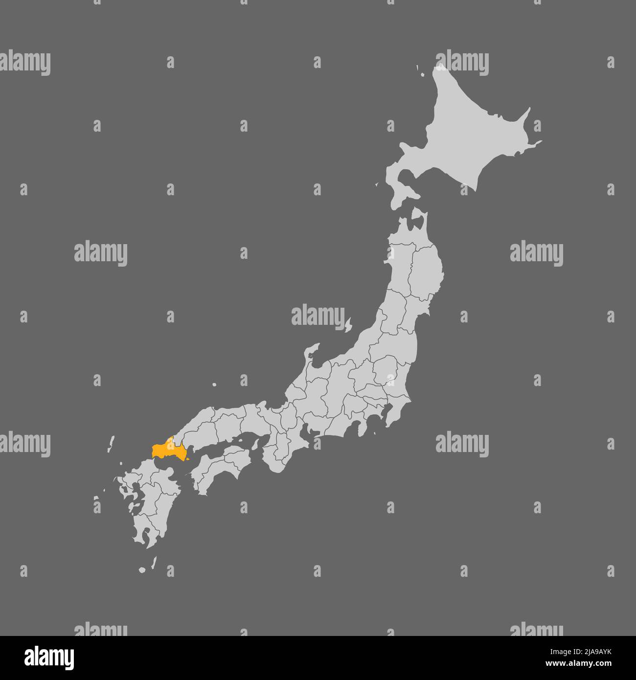 Yamaguchi prefecture highlight on the map of Japan Stock Vector Image