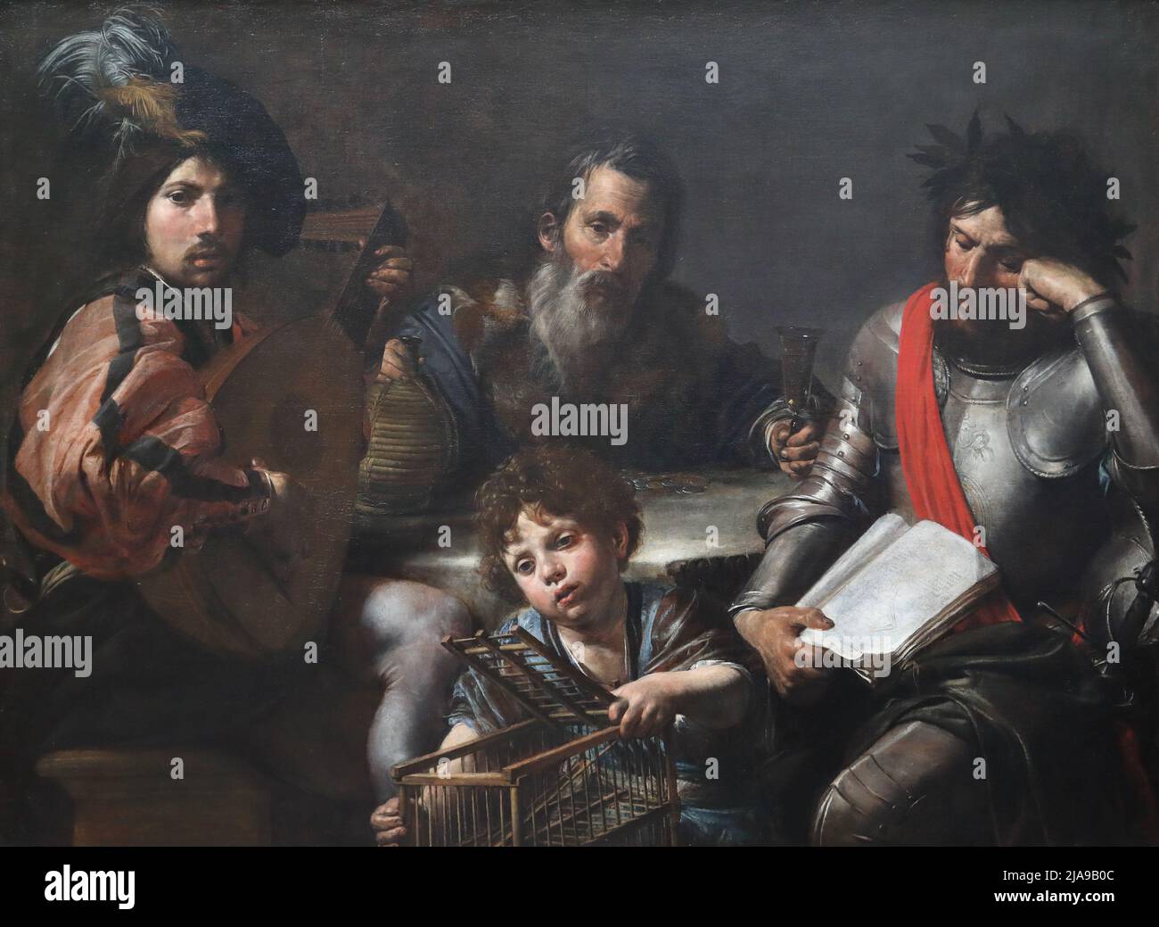 The four Ages of Man by French painter Valentin de Boulogne at the National Gallery, London, UK Stock Photo