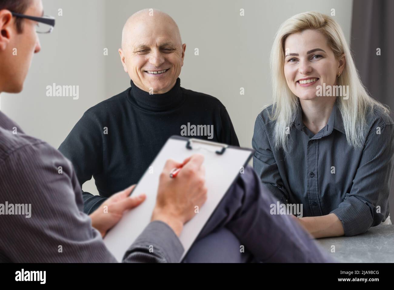 Psychology . Elderly adult man consulting with psychologist