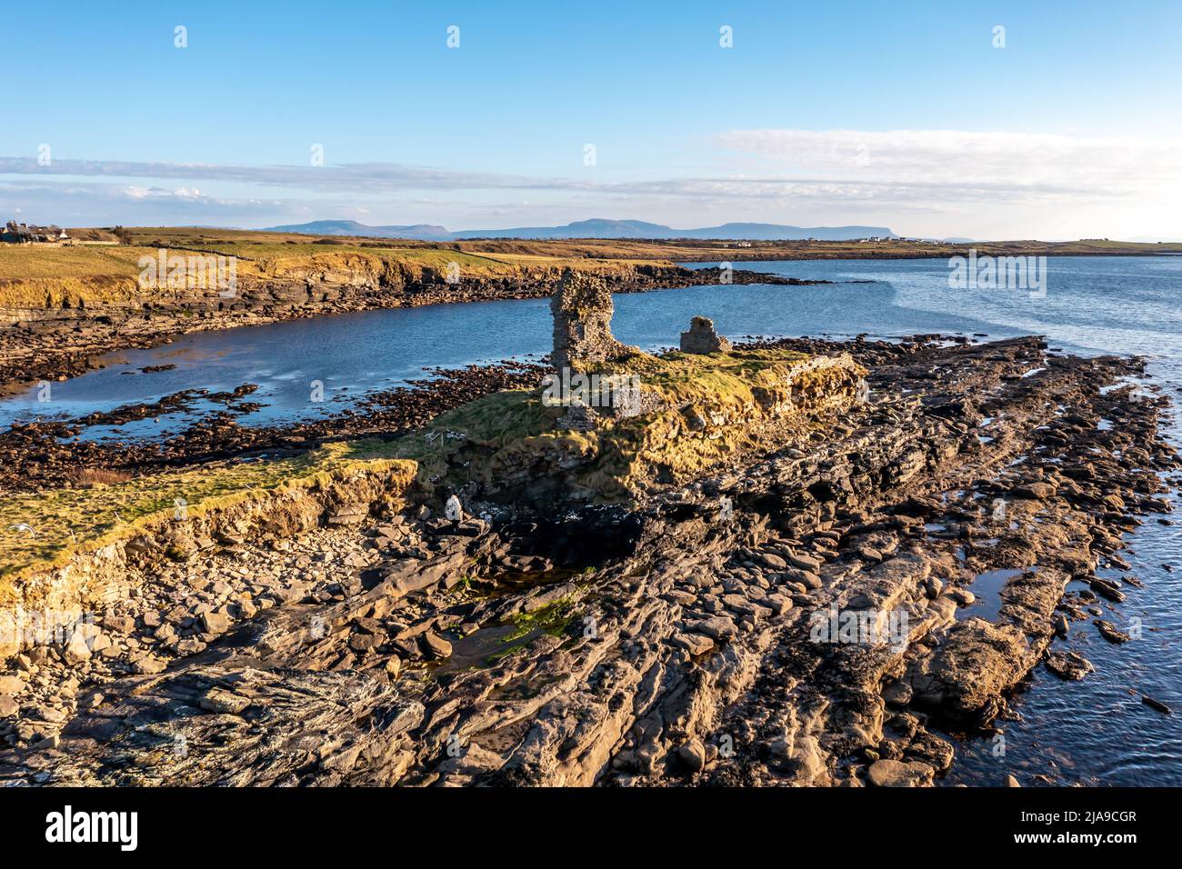 Aerial view of the amazing coast at St Johns Point next to Portned