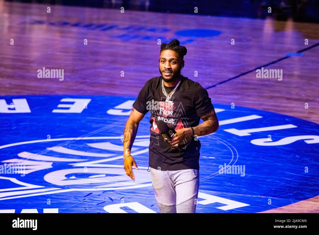 Edmonton, Canada. 27th May, 2022. Edmonton Rapper OG Jonah performs during the Half-Time at the Edmonton Stingers home opener at Edmonton Expo Centre. (Photo by Ron Palmer/SOPA Images/Sipa USA) Credit: Sipa USA/Alamy Live News Stock Photo