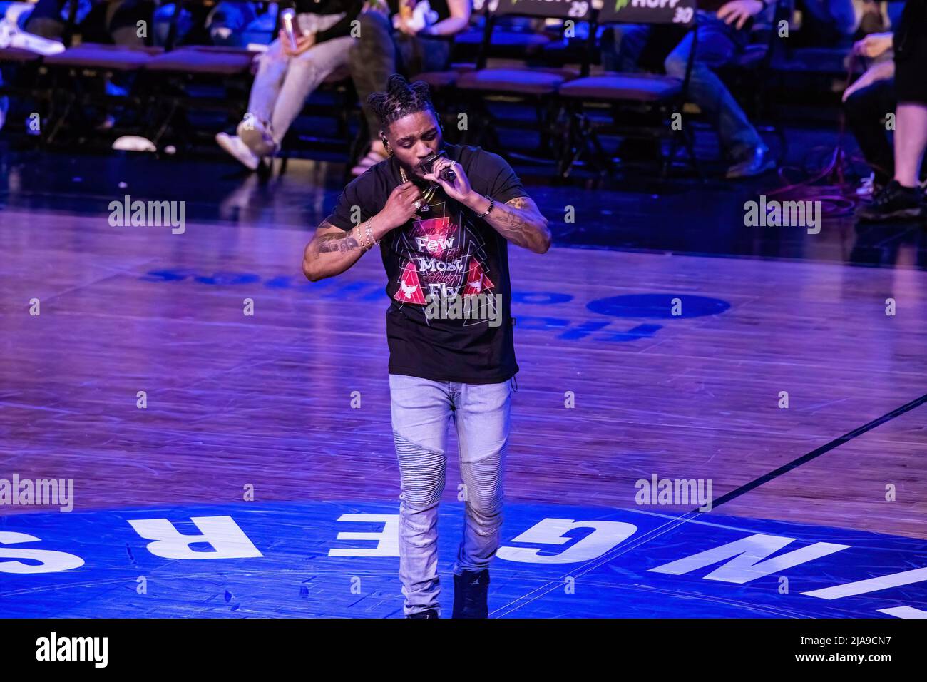 Edmonton, Canada. 27th May, 2022. Edmonton Rapper OG Jonah performs during the Half-Time at the Edmonton Stingers home opener at Edmonton Expo Centre. (Photo by Ron Palmer/SOPA Images/Sipa USA) Credit: Sipa USA/Alamy Live News Stock Photo