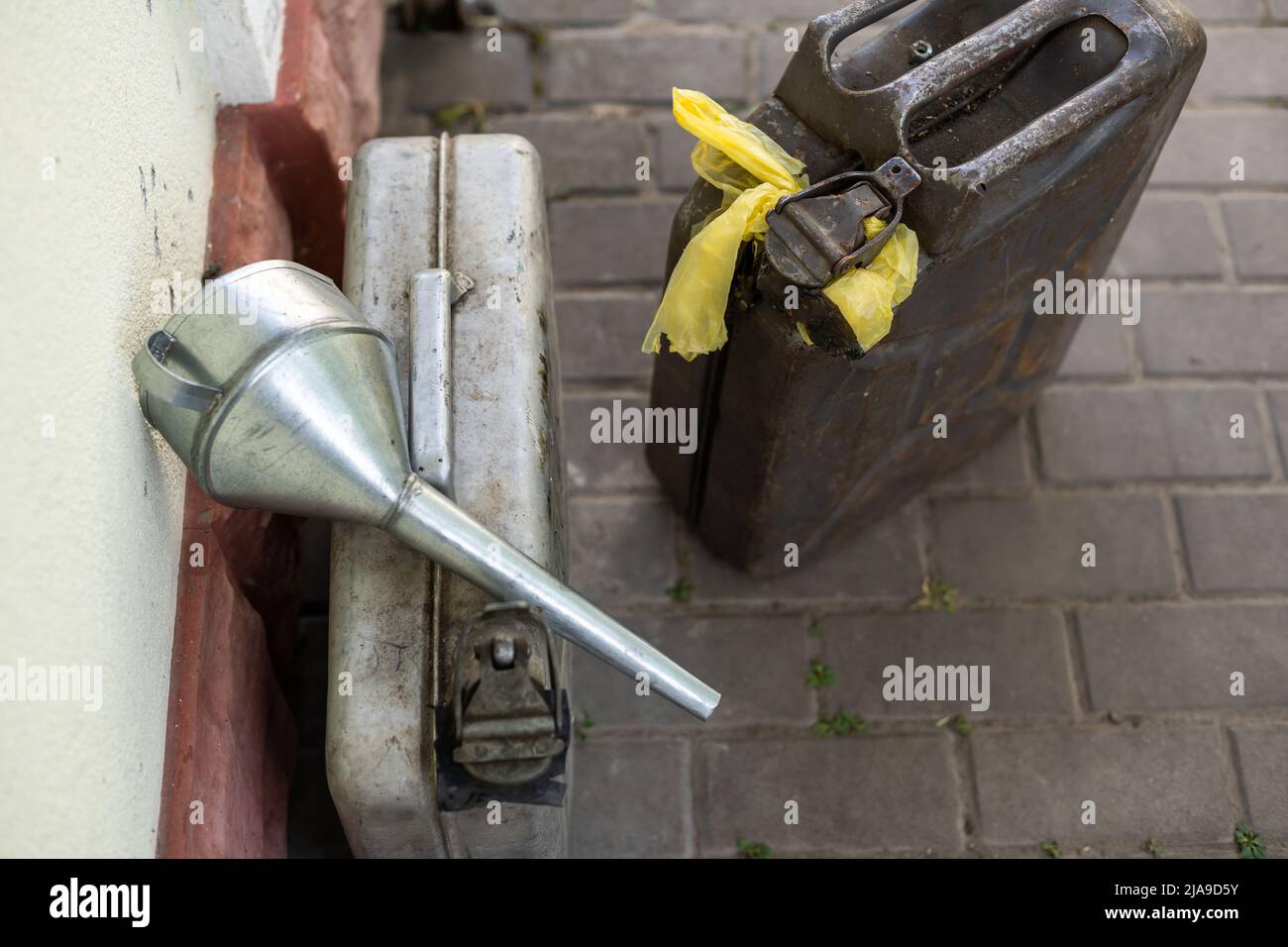 metal diesel jerrycan canister gasoline tank Stock Photo - Alamy
