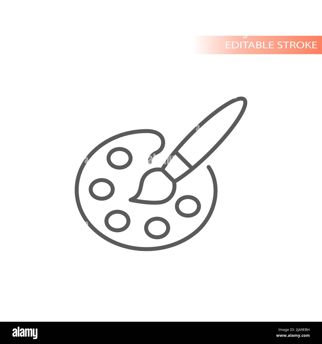 Color palette and paintbrush line vector icon. Paint brush outlined symbol. Stock Vector