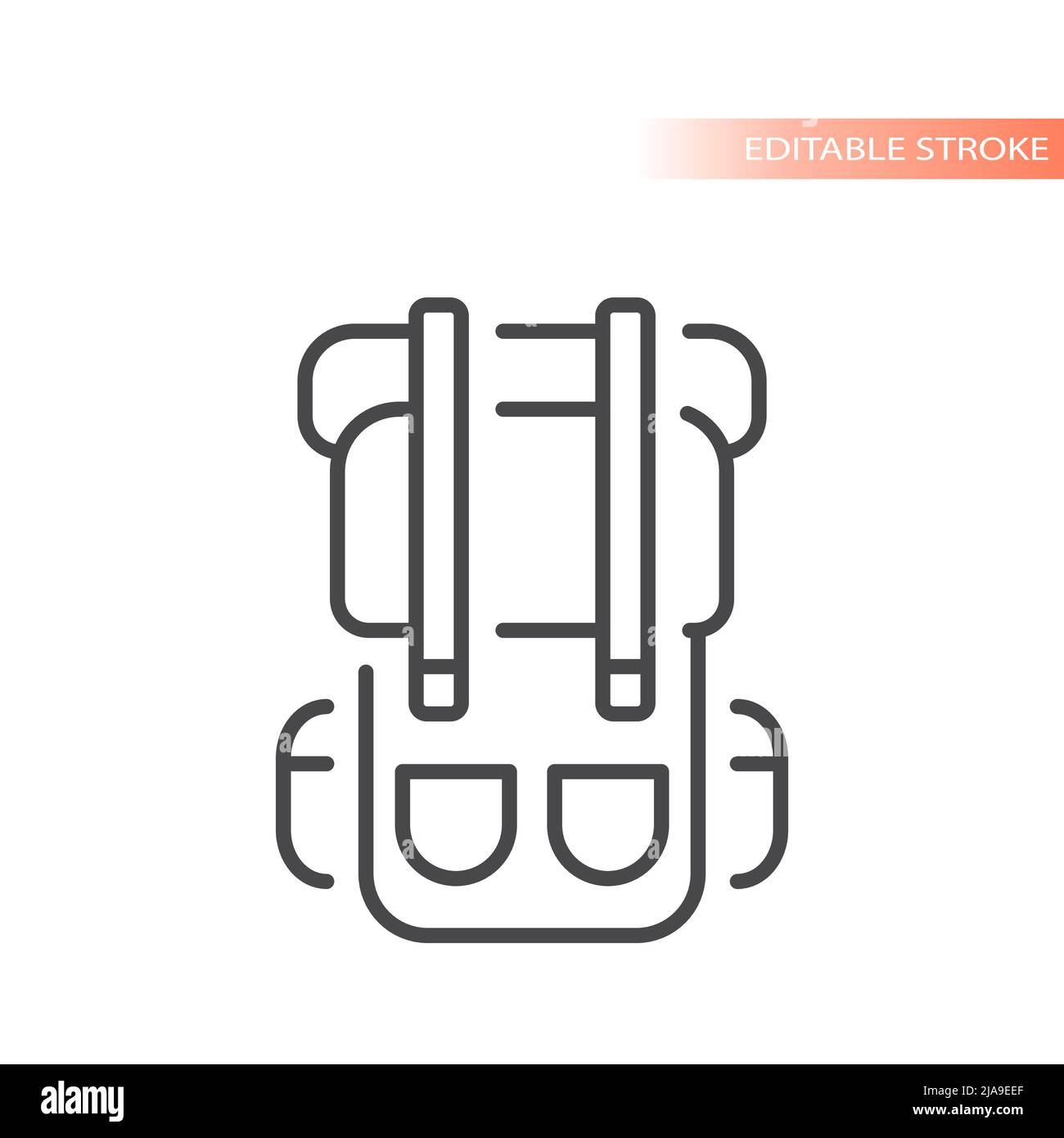 Trekking bag or backpack line vector icon. Hiking and outdoors outlined symbol. Stock Vector