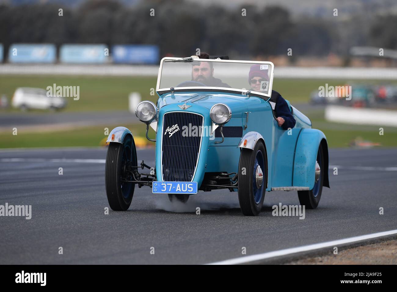 Winton, Australia. 29 May, 2022.  An Austin 7 tours the Winton Race Circuit for the historic vehicle parade laps at Historic Winton, Australia's largest and most popular all-historic motor race meeting. Credit: Karl Phillipson/Optikal/Alamy Live News Stock Photo