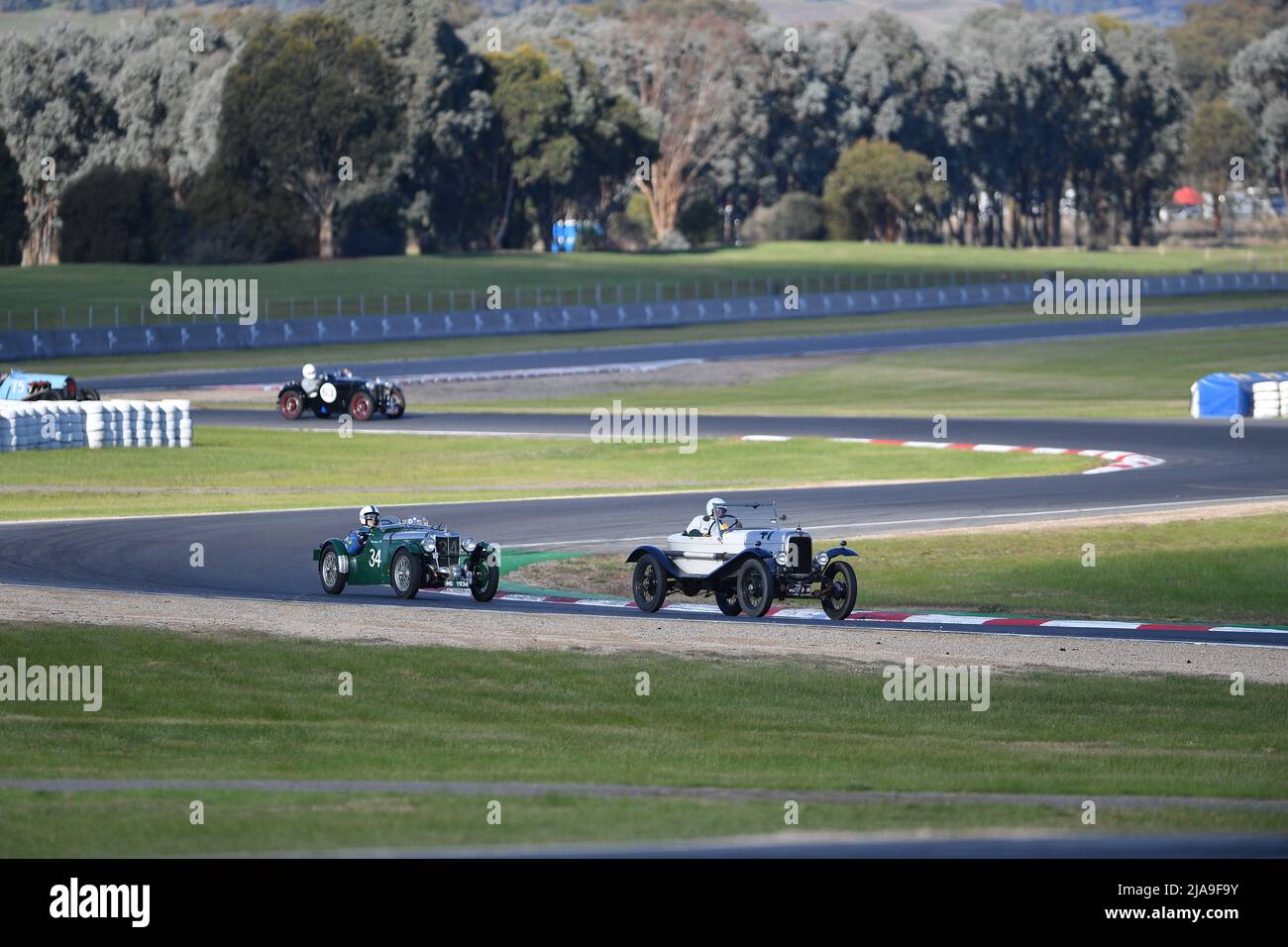 Winton, Australia. 29 May, 2022.  Regularity One (Speed Trials). Leading the way is the Alvis 12/50 driven by Mark Burns with Peter Cundy in the  MG NA. Historic Winton is Australia's largest and most popular all-historic motor race meeting. Credit: Karl Phillipson/Optikal/Alamy Live News Stock Photo
