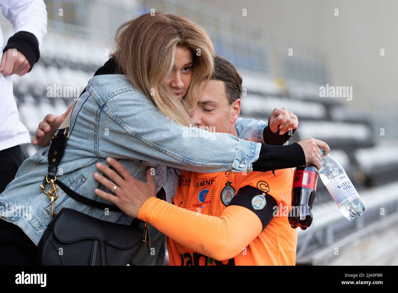 Swedish footballer Dejan Kulusevski, currently playing for Tottenham Hotspur on loan from Juventus sister Sandra Kulusevska with her boyfriend Abdelkarim Mammar Chaouche who playedfor Athletic Eskilstunaat in a soccer game  in Eskilstuna, Sweden 28 May 2022  Photo: Per Karlsson / TT / code 11723 Stock Photo