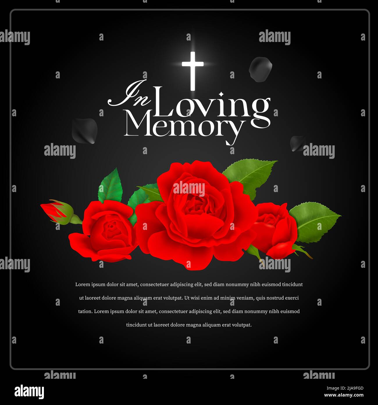 Realistic black in loving memory funeral poster with red roses and editable  text vector illustration Stock Vector Image & Art - Alamy
