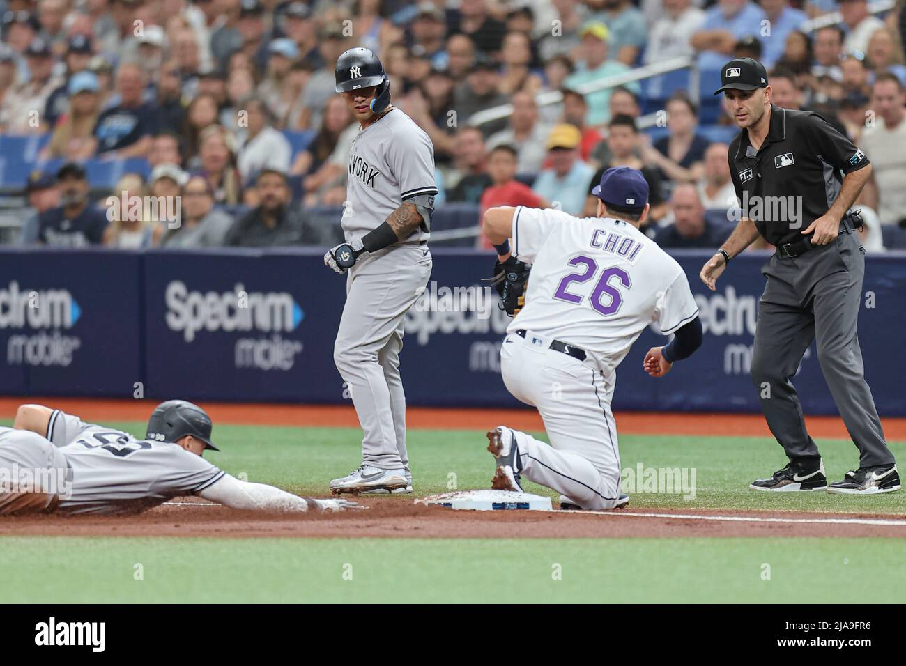 St. Petersburg, FL. USA; Tampa Bay Rays right fielder Brett Phillips