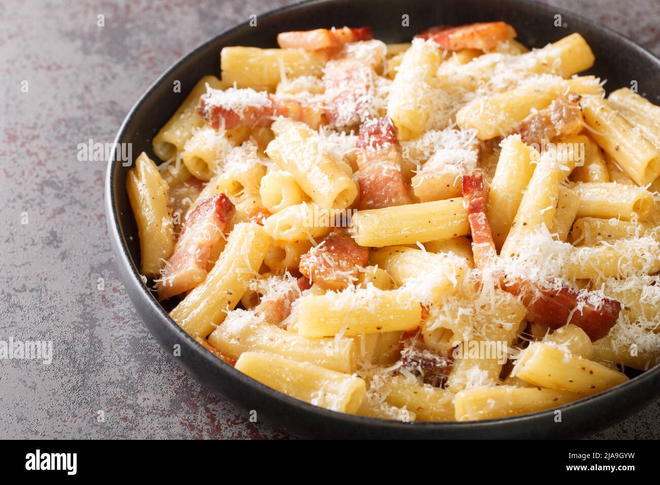 Pasta alla Gricia typical italian pasta with pecorino cheese and