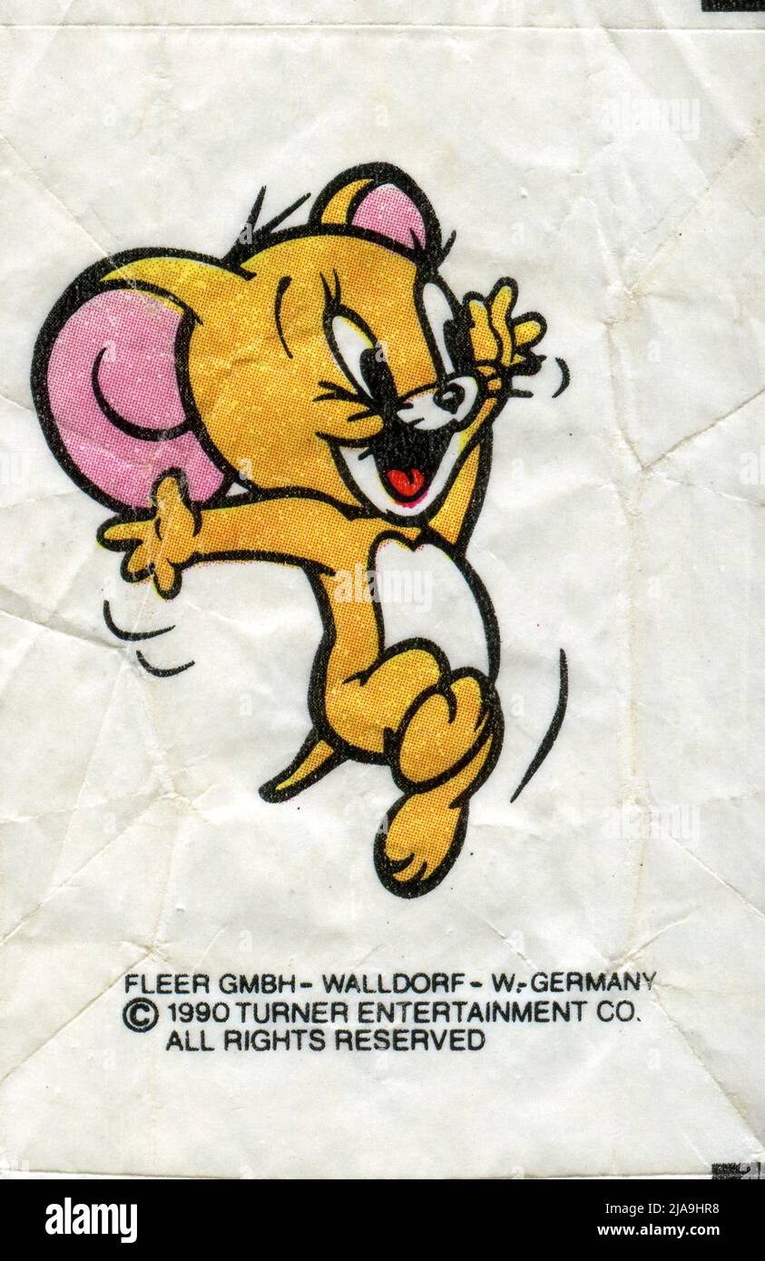 Germany chewing gum insert. TOM & JERRY. 1980s. Stock Photo