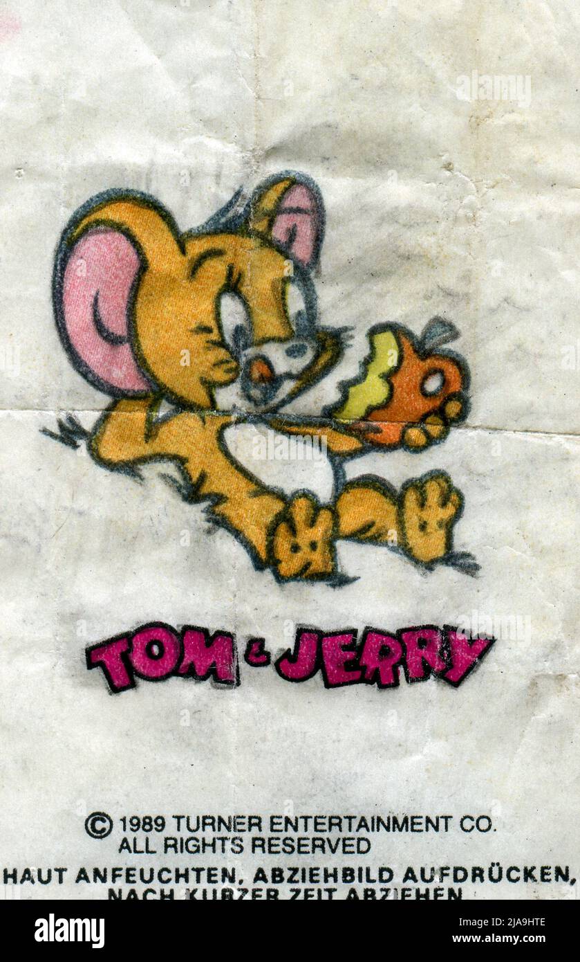 Germany chewing gum insert. TOM & JERRY. 1980s. Stock Photo