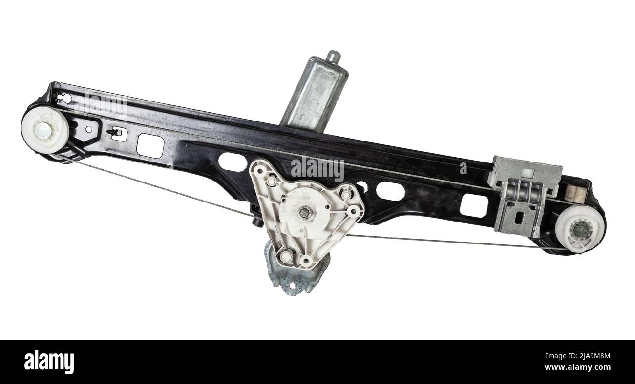 Electric window mechanism for a car on a white isolated background