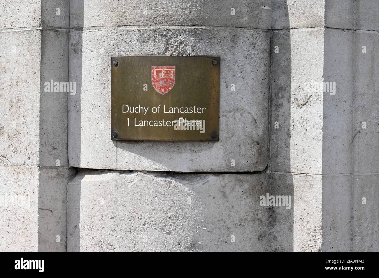 Duchy of Lancaster sign, 1 Lancaster Place, London, UK Stock Photo