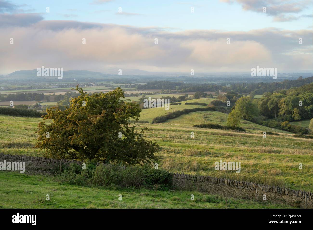 Countryside at Lower Coscombe, Cotswolds, Gloucestershire, England Stock Photo