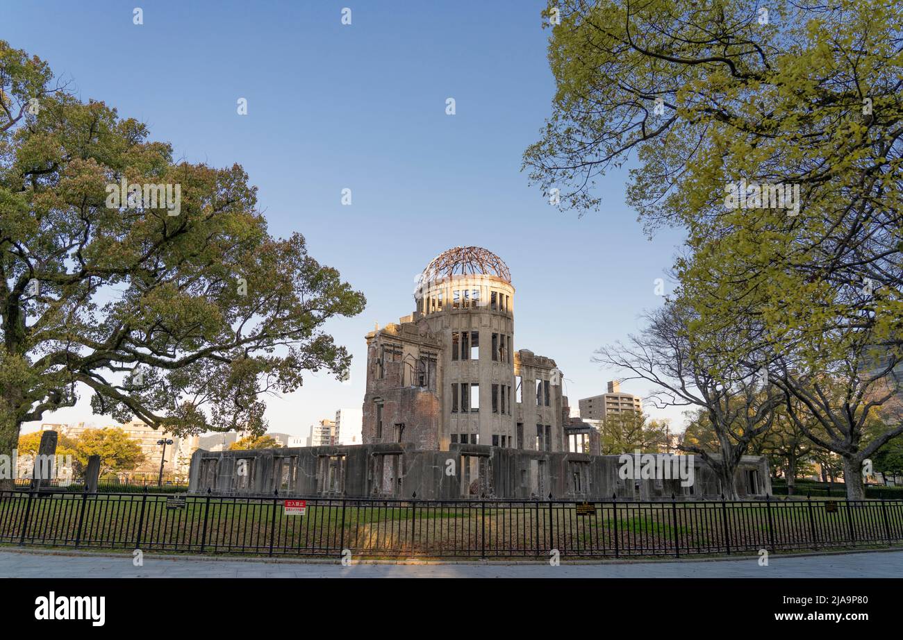 Atomic Bomb Dome at dawn, Hiroshima City, Western Honshu, Japan Stock Photo