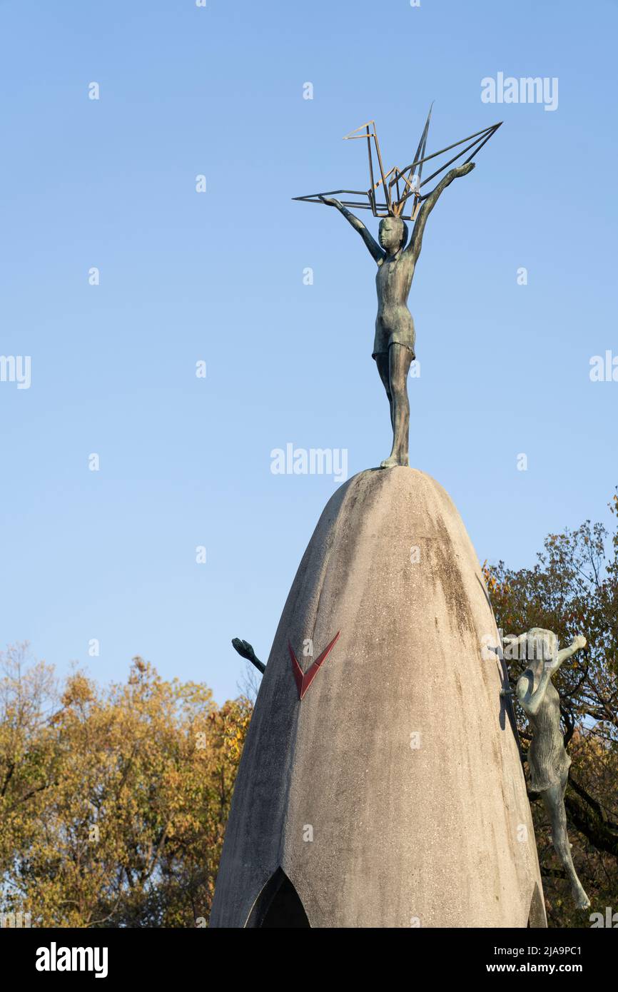 Children's Peace Monument,  Peace Memorial Park, Hiroshima City, Western Honshu, Japan Stock Photo