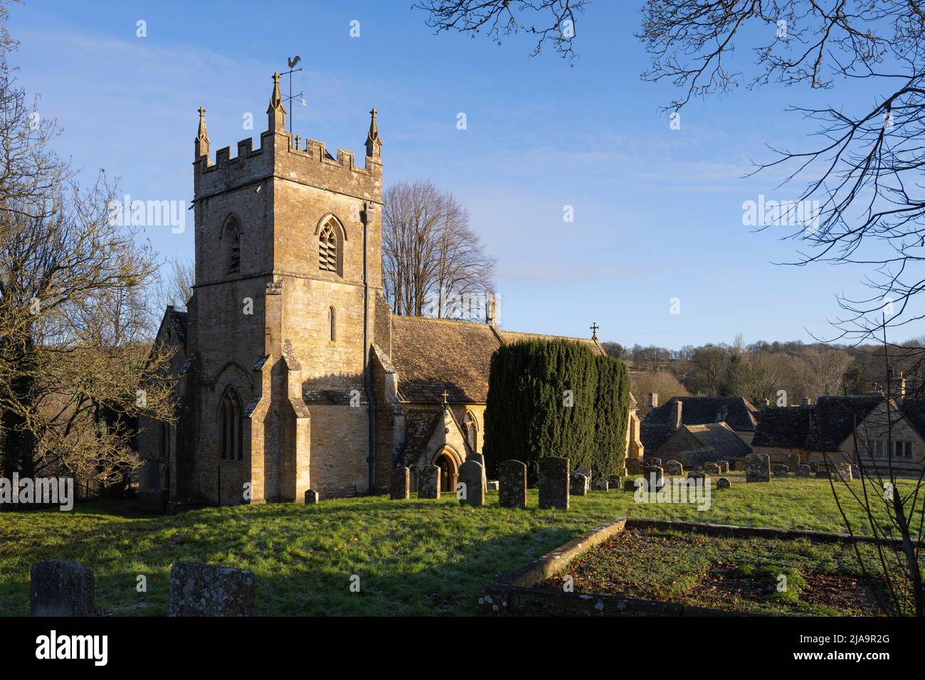 The Cotswold church at Upper Slaughter, Gloucestershire, England. Stock Photo