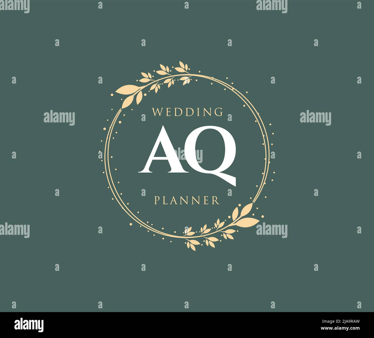 AQ Initials letter Wedding monogram logos collection, hand drawn modern minimalistic and floral templates for Invitation cards, Save the Date, elegant Stock Vector